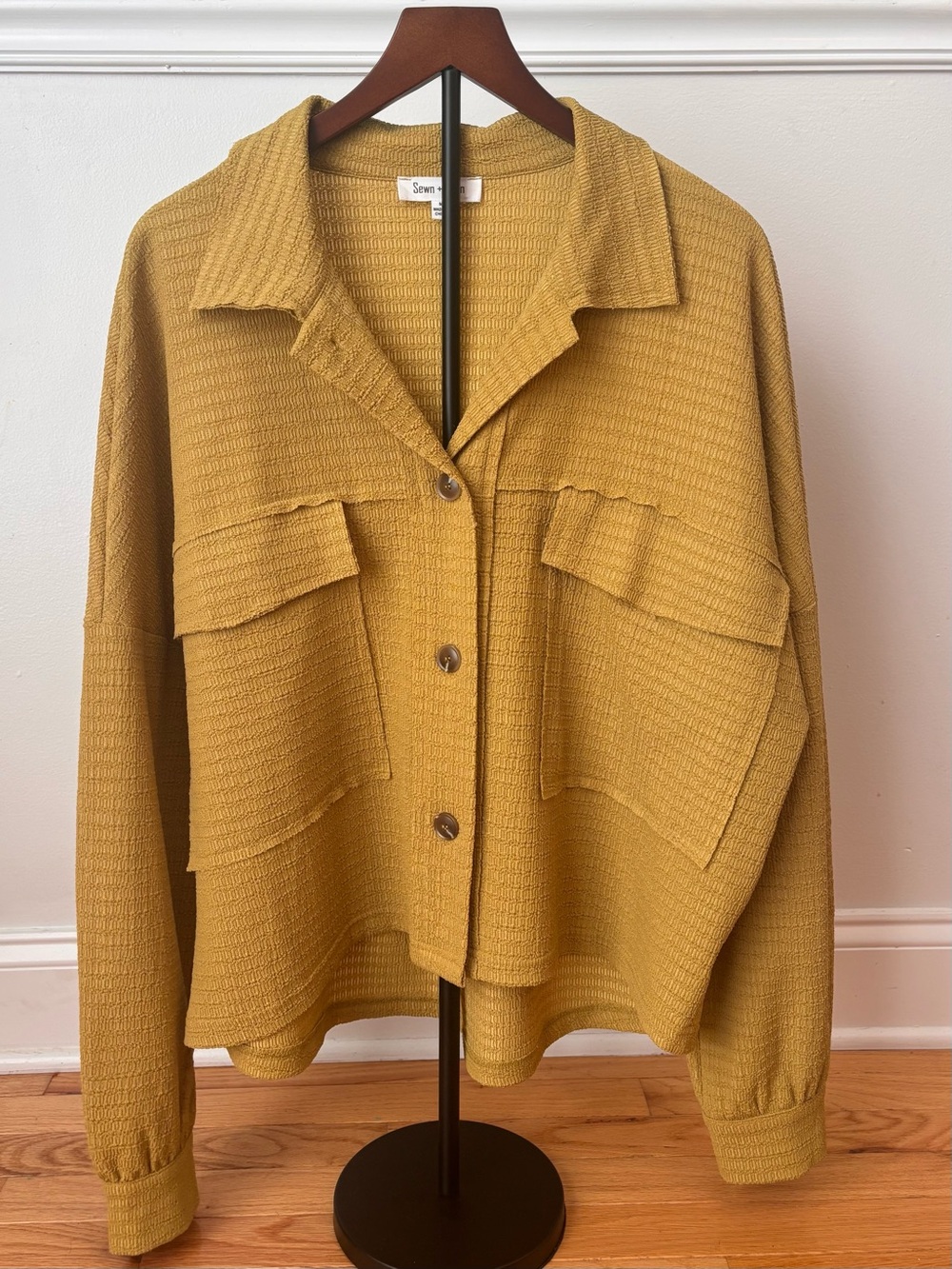 Sewn + Seen Mustard Textured Shacket Jacket Lightweight Oversized M